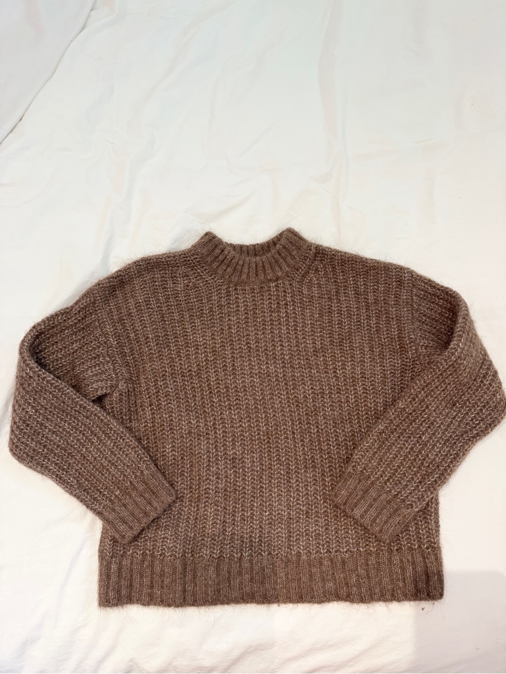 Sezane Knit Crewneck Sweater in Brown